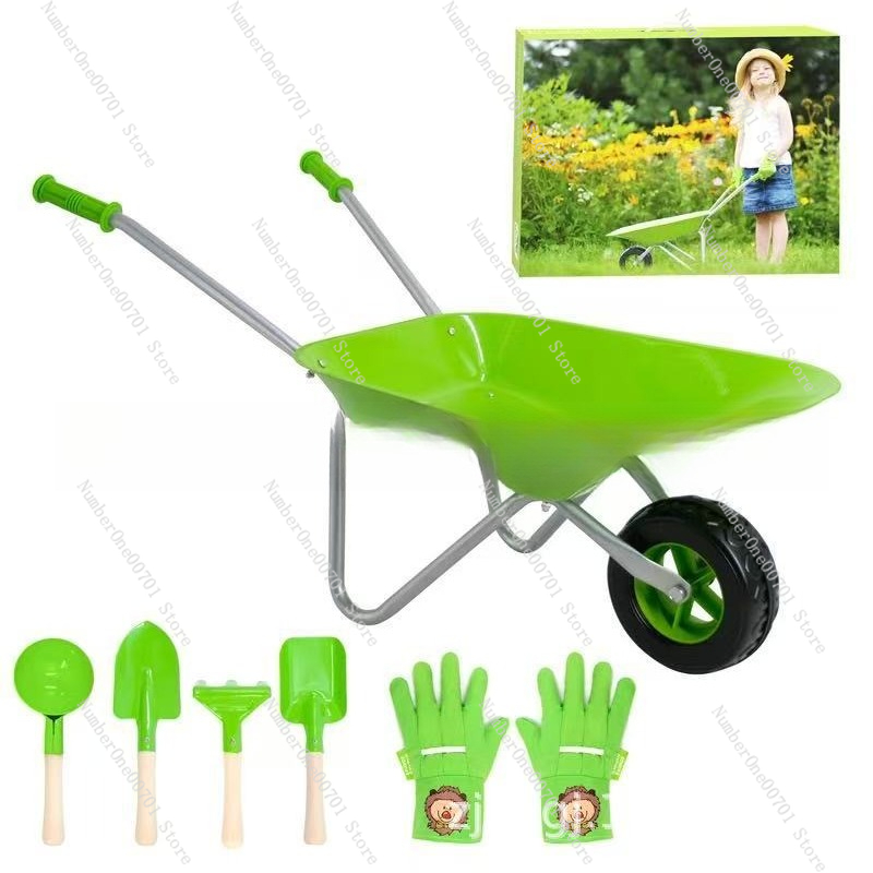Kids Outdoor Playset - Carretilla de Jardín para Niños, Verde,